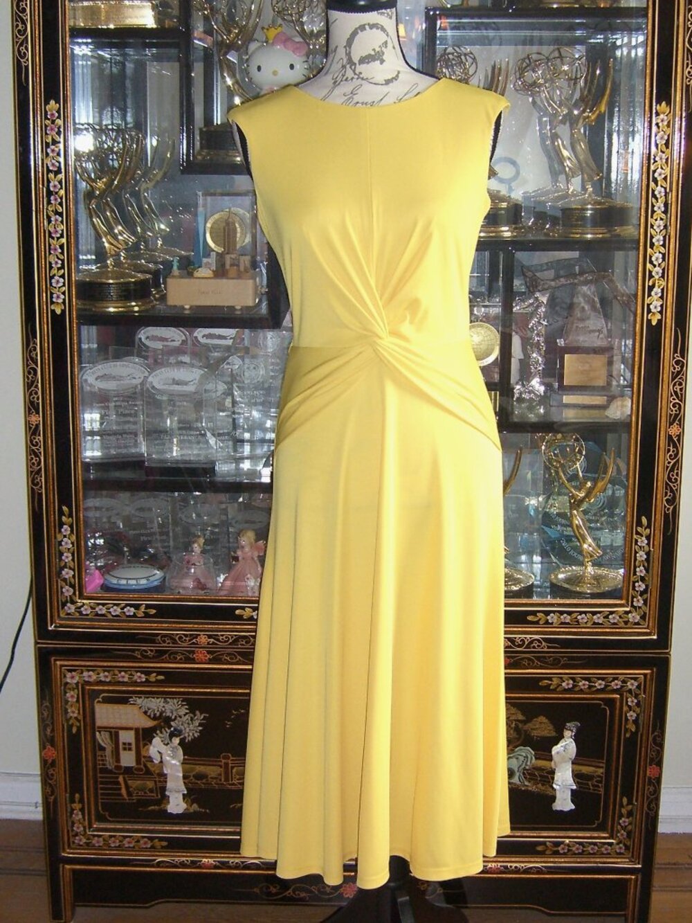 LAUREN RALPH LAUREN YELLOW TWIST FRONT SLEEVELESS DRESS 4